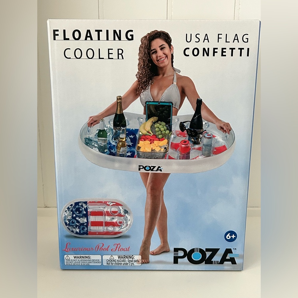 Floating Cooler with USA Flag Confetti